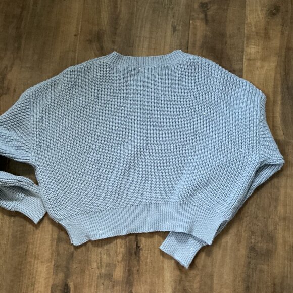 Dreamers by Debut Blue Sequin Knit Sweater Medium - Picture 5 of 5